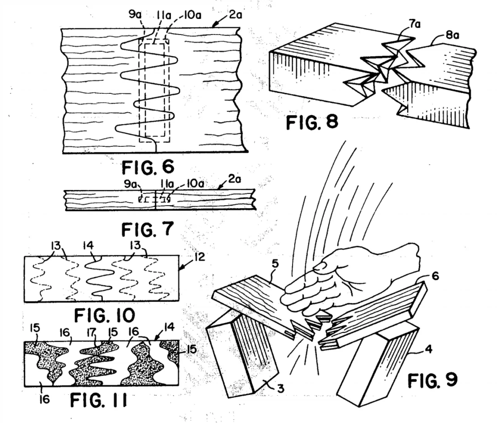 Unique Sports Patents  Pre-Fractured Karate Breaking Boards for Safe Training | Patent Drawing