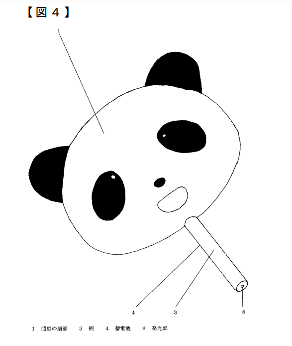 Panda-Shaped Hand Fan with Integrated Light Source | Patent Drawing