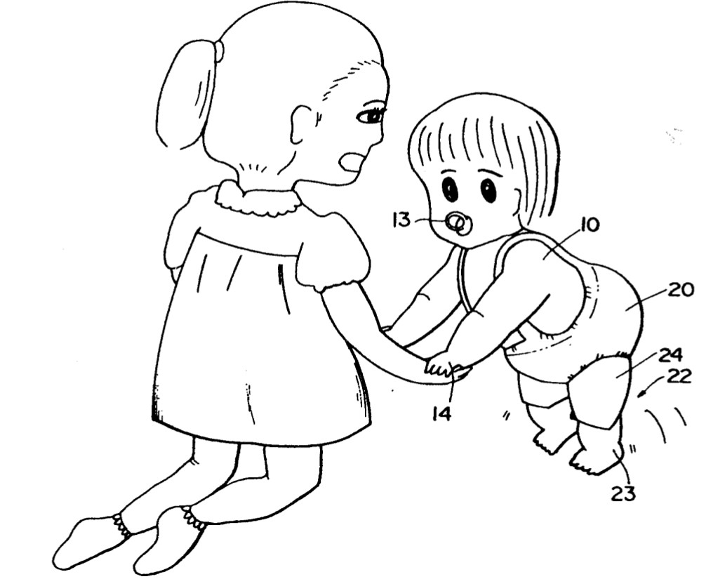 Doll Toy Capable of Cute Crawling and Assisted Walking | Patent Drawing