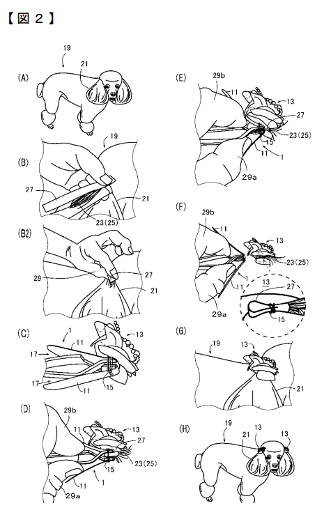 Ribbon Fastening Device for Dogs and Attachment Method | Patent Drawing