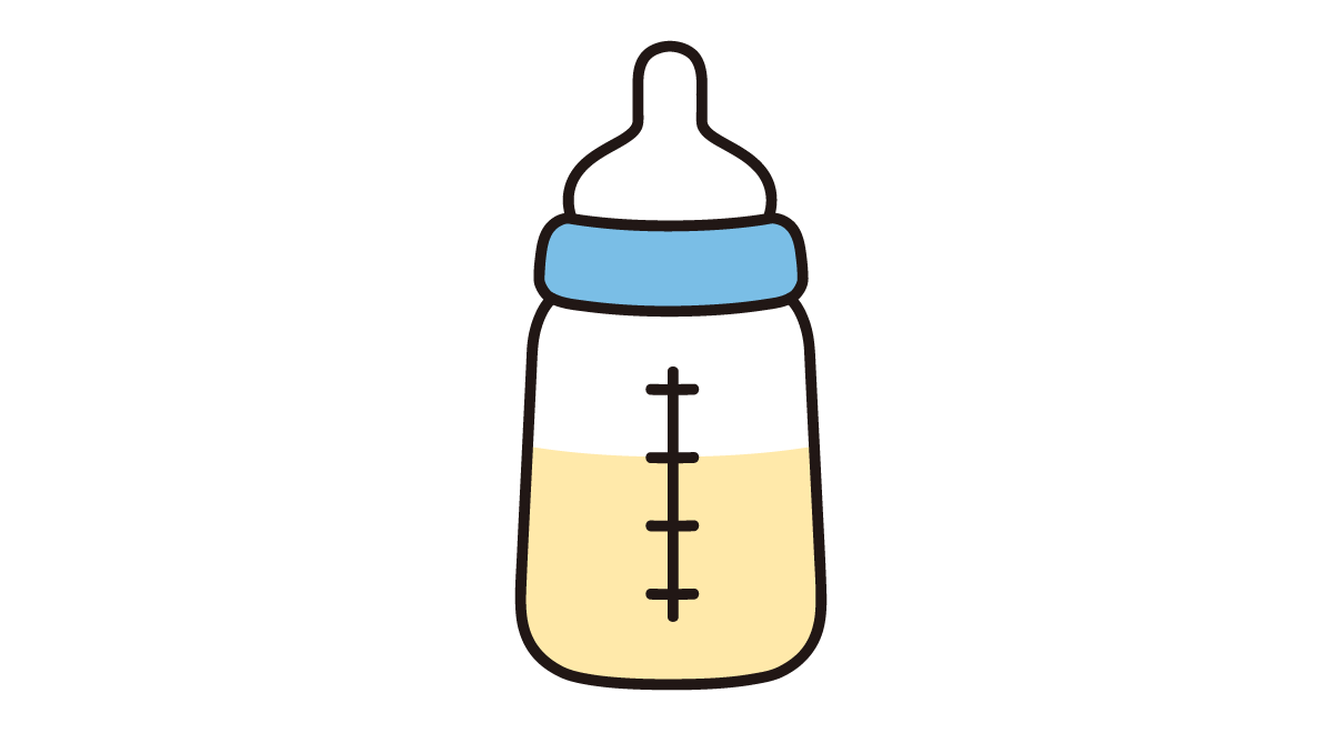 a baby bottle with a blue lid