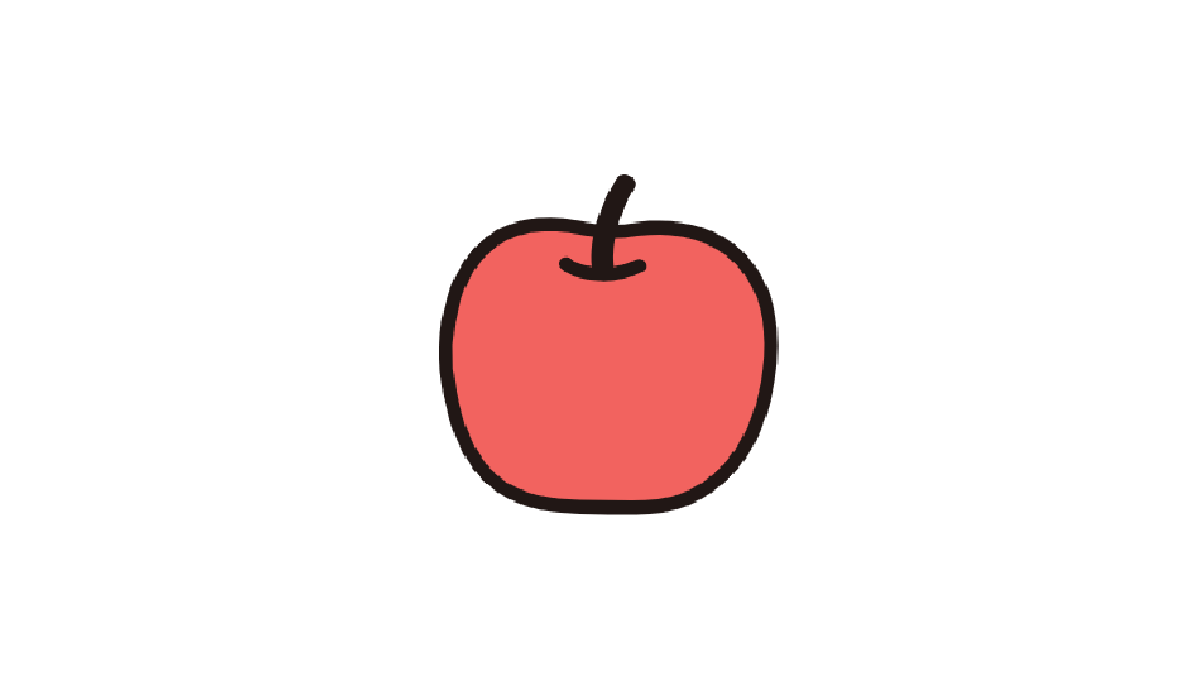 a red apple with black outline