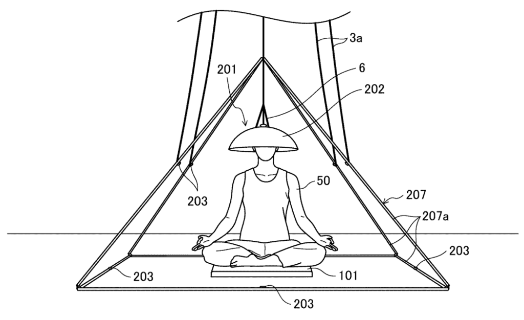 Craniosacral Therapy Using a Skull Vibration Device in a Pyramid Structure | Patent Drawing