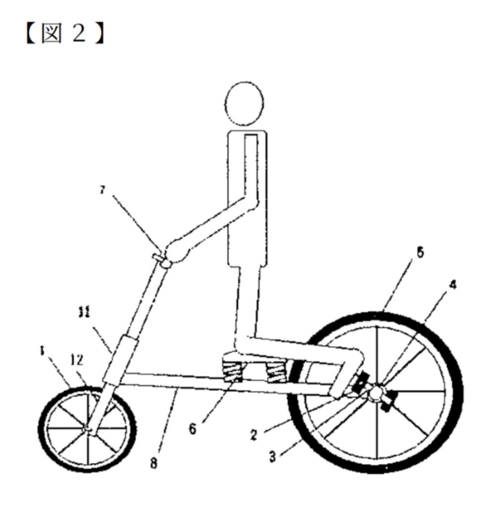 Human is Standing a Kneeling Bicycle 　Patent Drawing